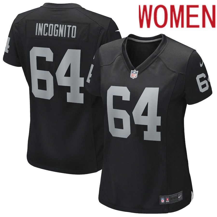 Women Oakland Raiders 64 Richie Incognito Black Nike Game NFL Jersey